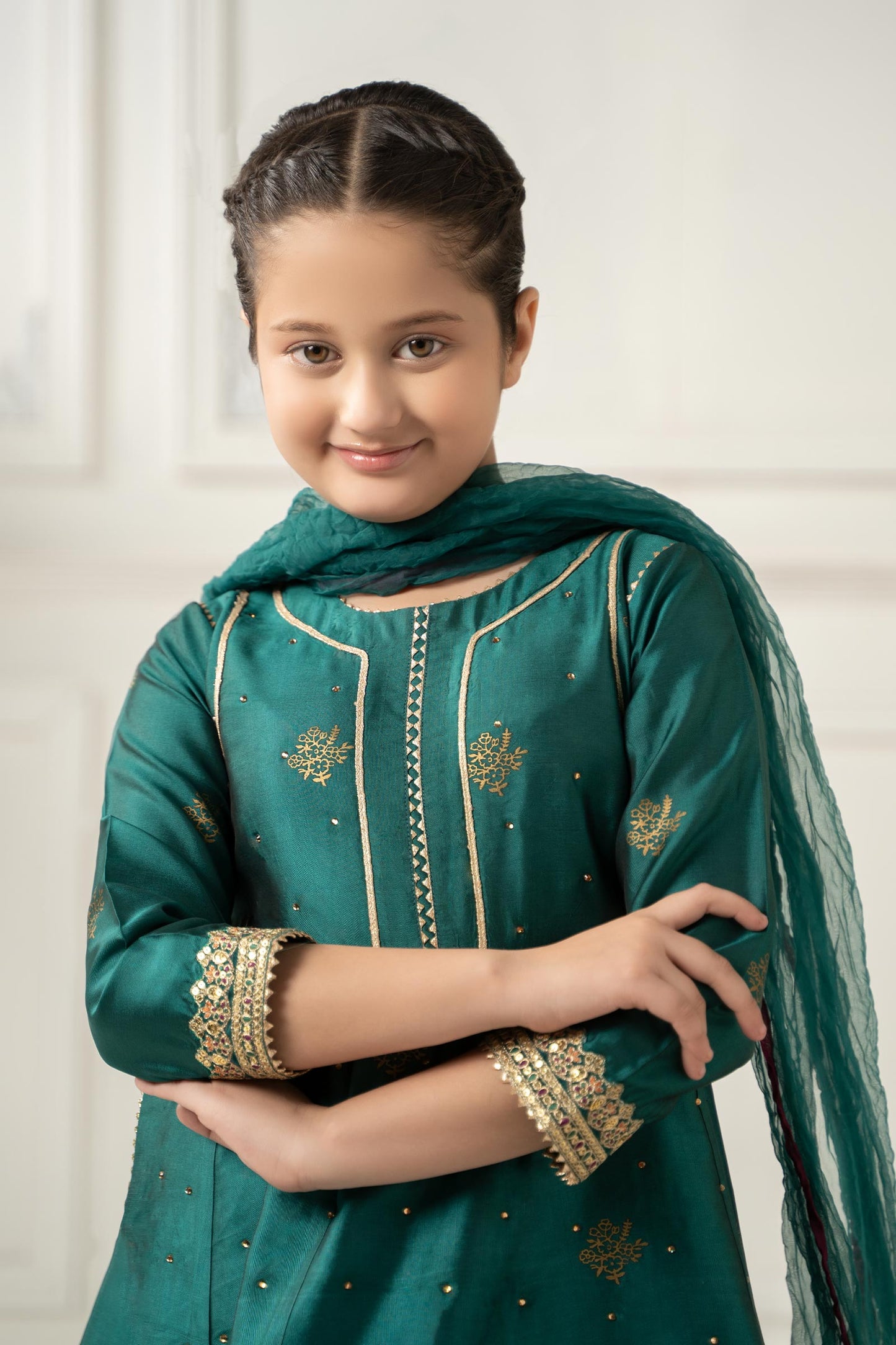 3 Piece Embroidered Polyester Net Suit - Kids Clothes - available at Maria Faisal in UK and USA