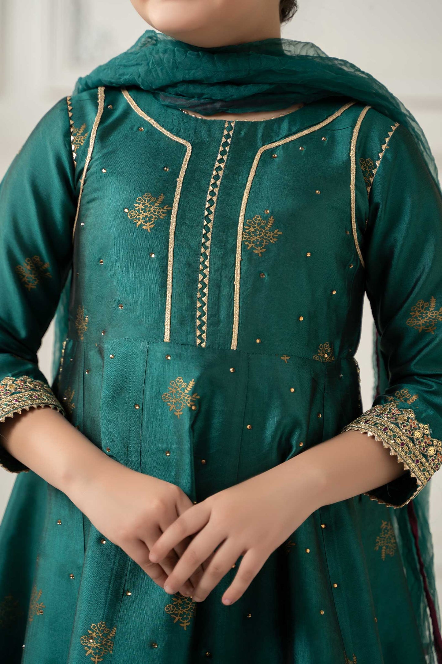 3 Piece Embroidered Polyester Net Suit - Kids Clothes - available at Maria Faisal in UK and USA