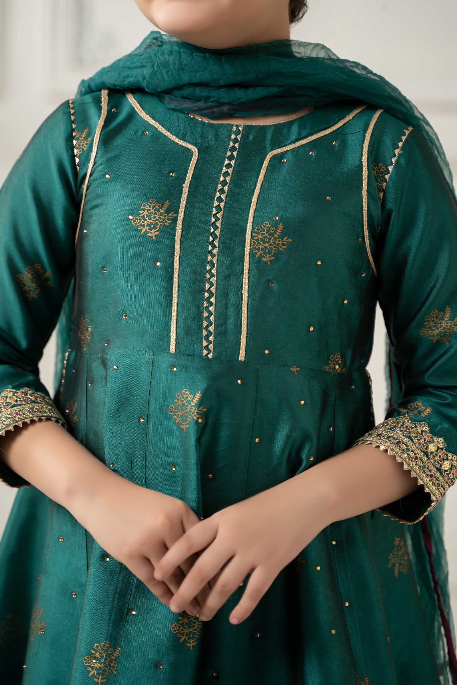 3 Piece Embroidered Polyester Net Suit - Kids Clothes - available at Maria Faisal in UK and USA