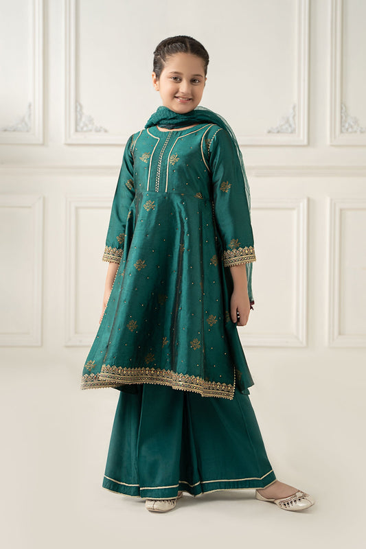 3 Piece Embroidered Polyester Net Suit - Kids Clothes - available at Maria Faisal in UK and USA