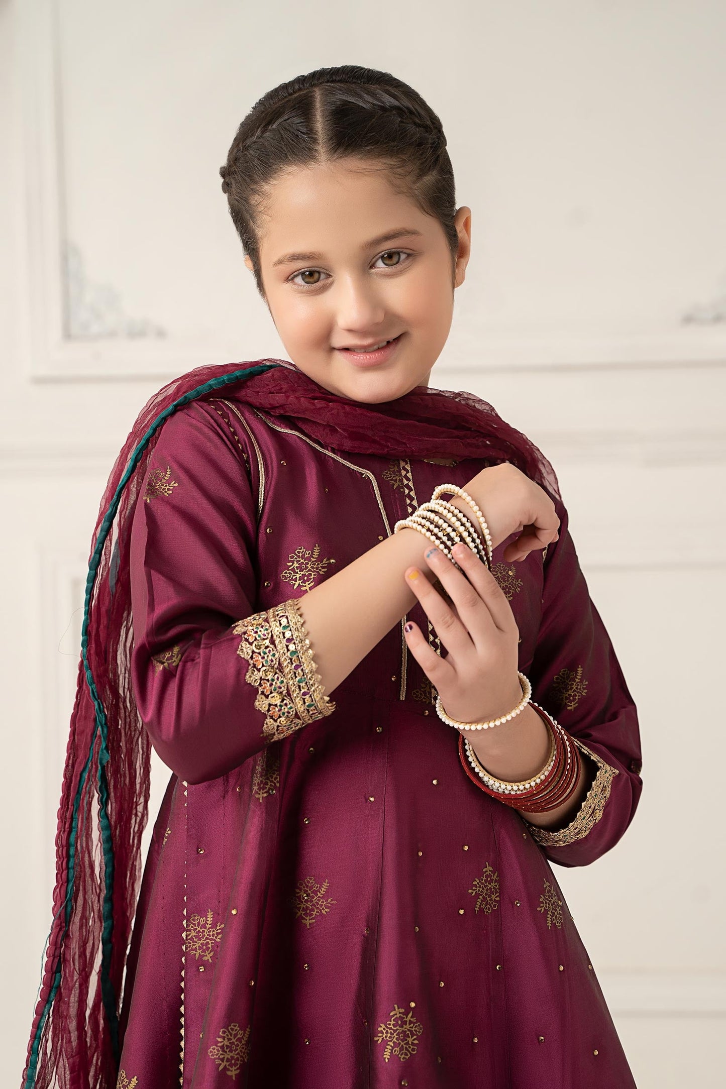 3 Piece Embroidered Polyester Net Suit - Kids Clothes - available at Maria Faisal in UK and USA