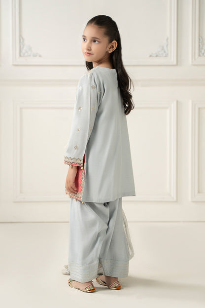 3 Piece Embroidered Polyester Net Suit - Kids Clothing - available at Maria Faisal in UK and USA.