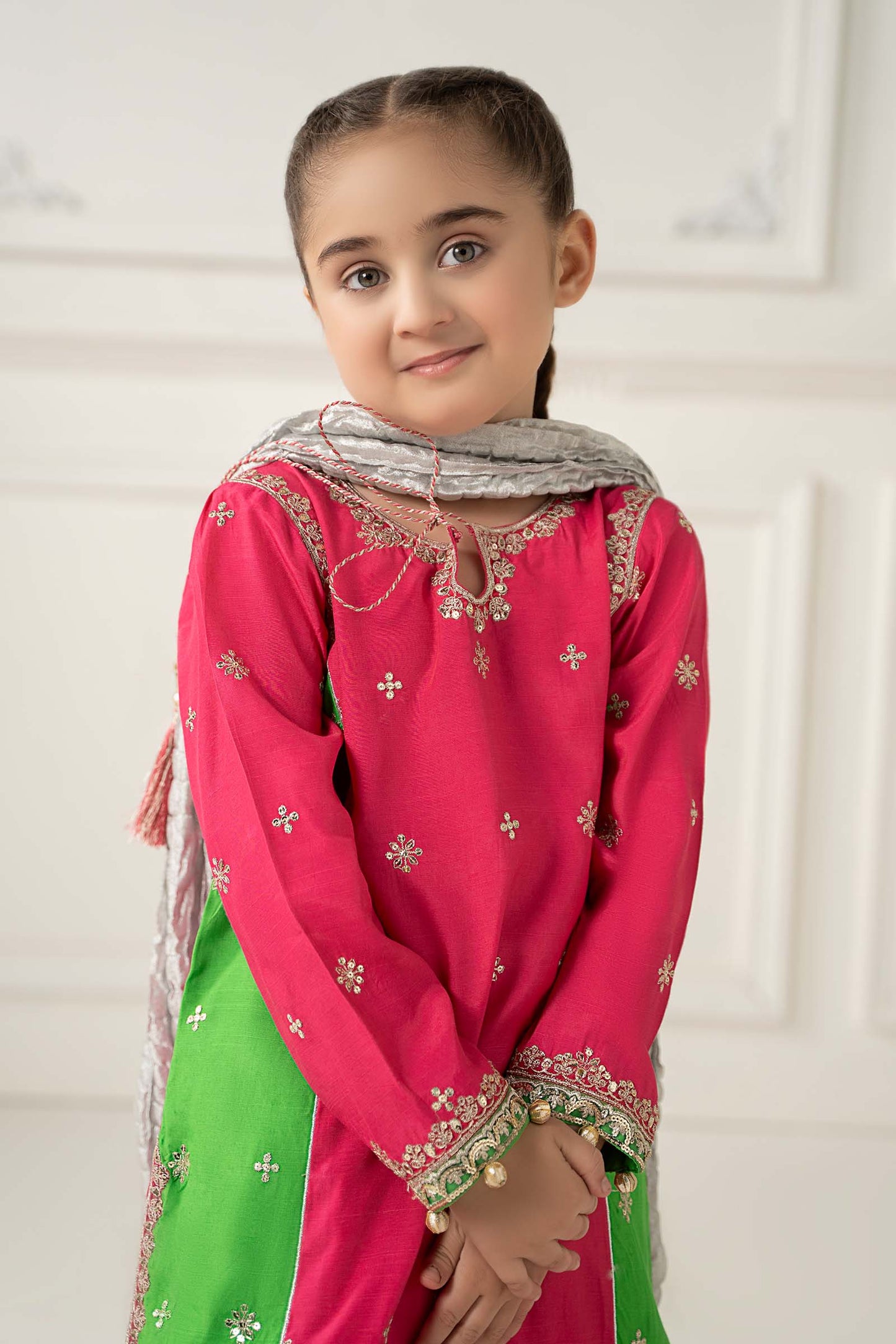3 Piece Embroidered Polyester Net Suit - Kids Clothes - available at Maria Faisal in UK and USA