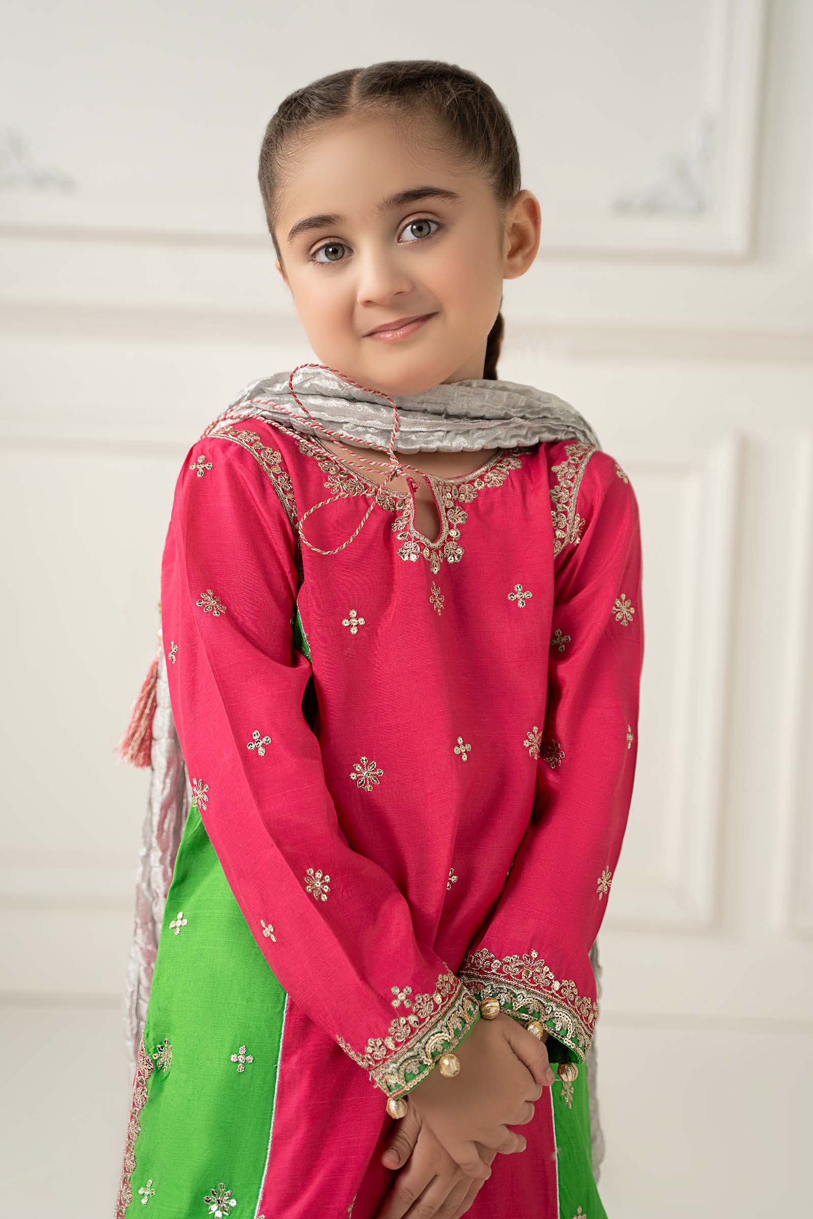 3 Piece Embroidered Polyester Net Suit - Kids Clothes - available at Maria Faisal in UK and USA