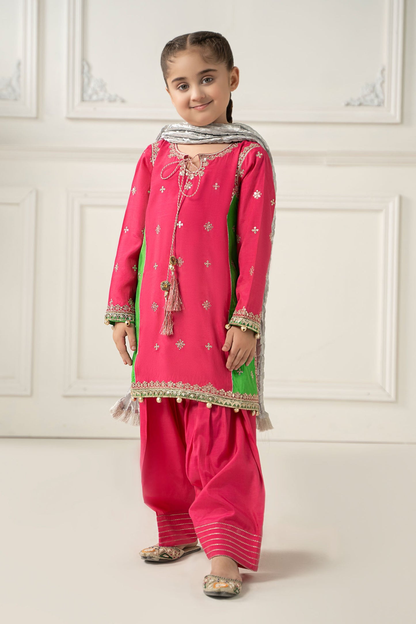 3 Piece Embroidered Polyester Net Suit - Kids Clothes - available at Maria Faisal in UK and USA