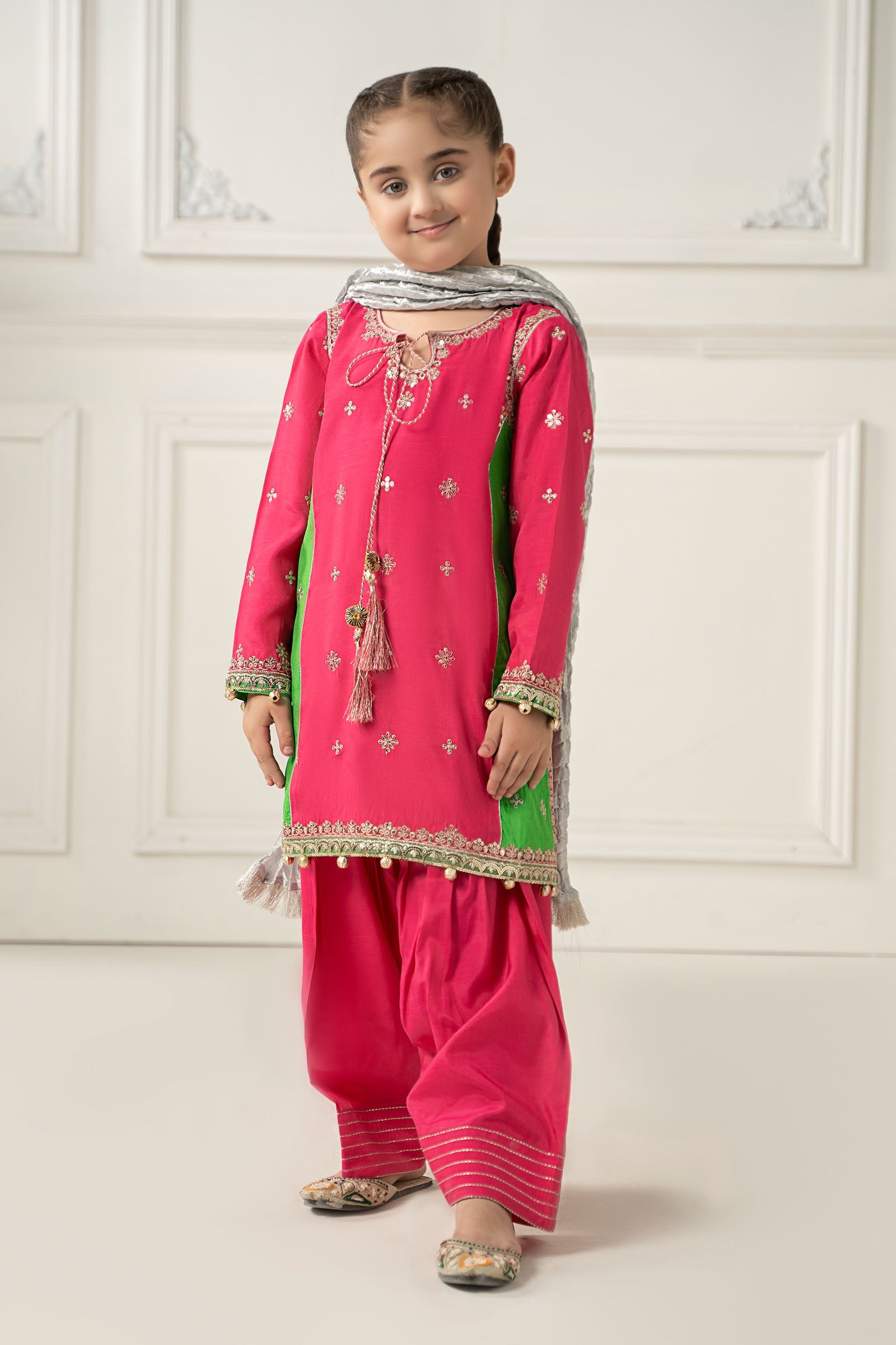 3 Piece Embroidered Polyester Net Suit - Kids Clothes - available at Maria Faisal in UK and USA