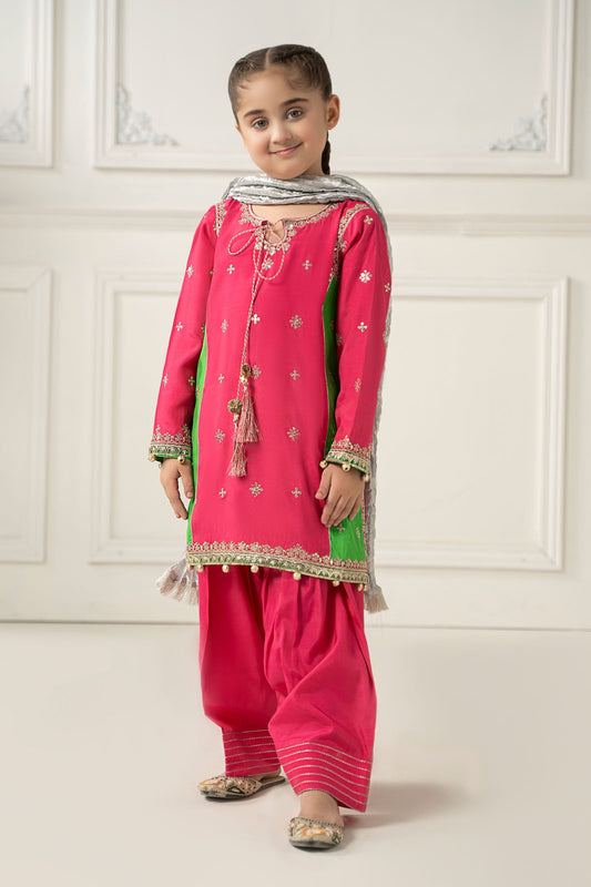 3 Piece Embroidered Polyester Net Suit - Kids Clothing - available at Maria Faisal in UK and USA.