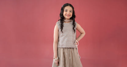 3 Piece Embroidered Raw Silk Suit - Kids Clothes - available at Maria Faisal in UK and USA
