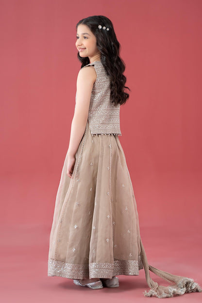 3 Piece Embroidered Raw Silk Suit - Kids Clothes - available at Maria Faisal in UK and USA