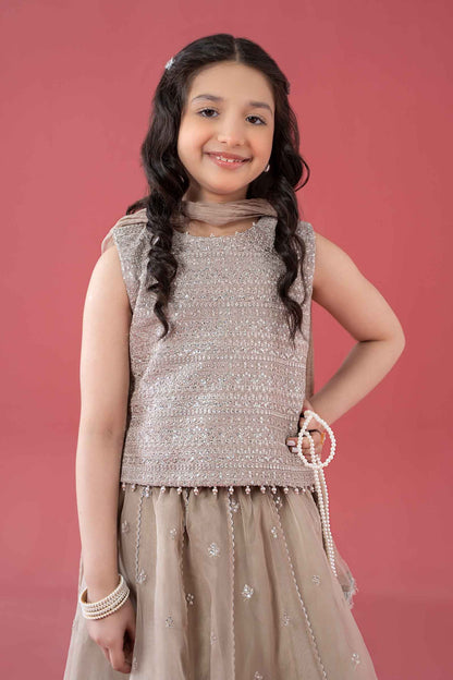 3 Piece Embroidered Raw Silk Suit - Kids Clothes - available at Maria Faisal in UK and USA