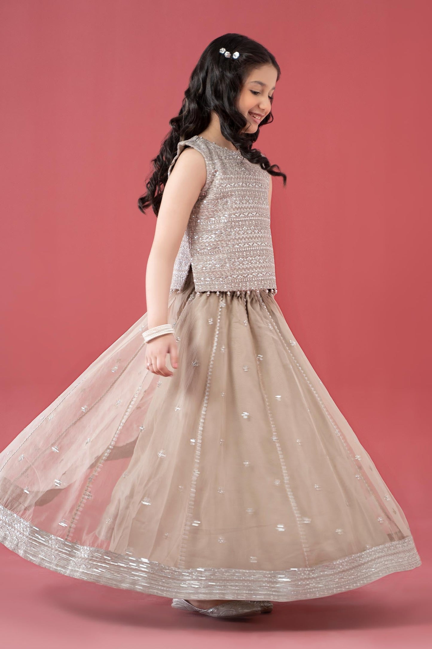 3 Piece Embroidered Raw Silk Suit - Kids Clothes - available at Maria Faisal in UK and USA