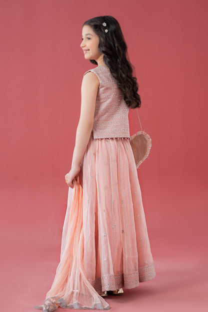 3 Piece Embroidered Raw Silk Suit - Kids Clothes - available at Maria Faisal in UK and USA