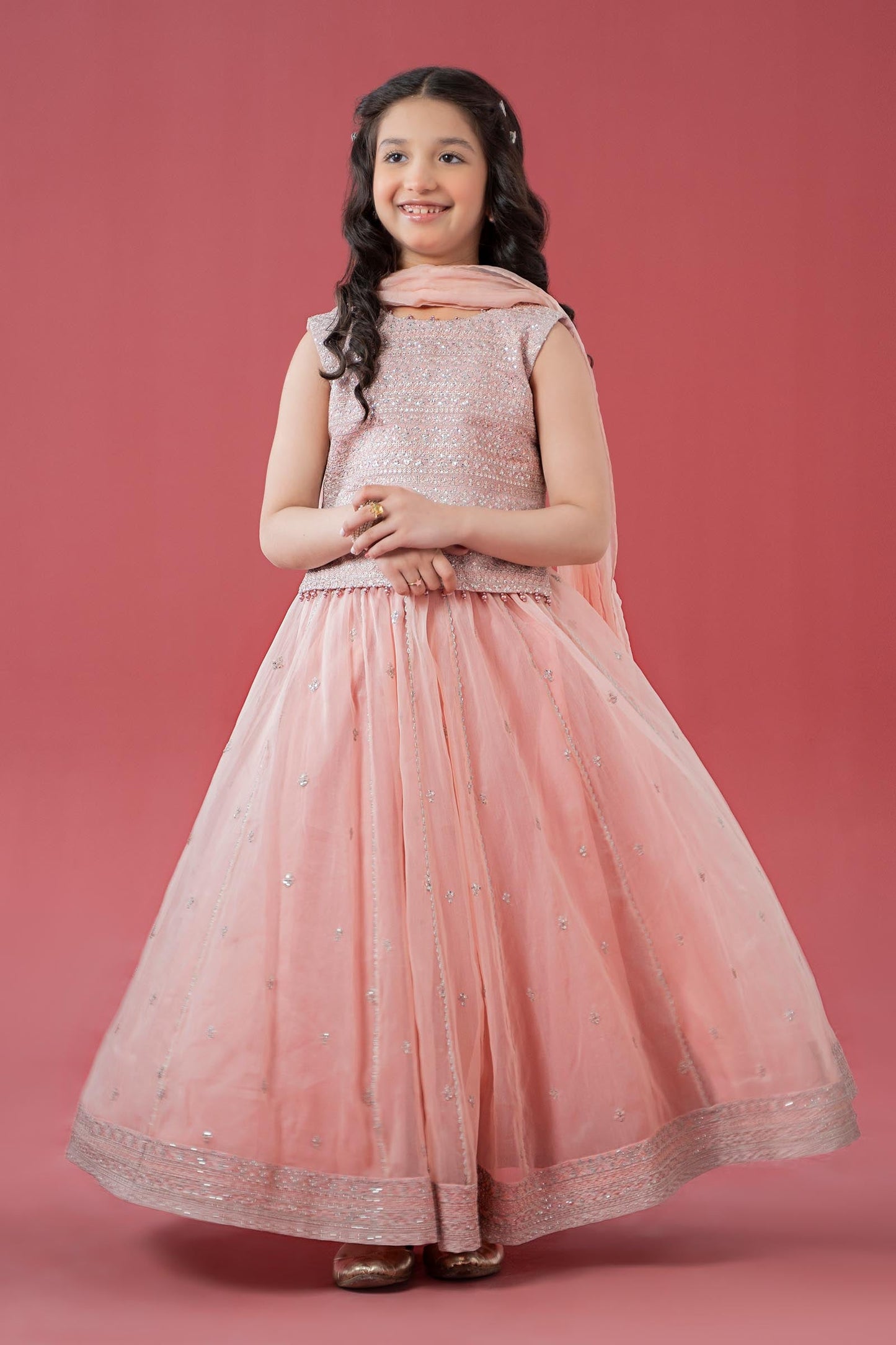 3 Piece Embroidered Raw Silk Suit - Kids Clothes - available at Maria Faisal in UK and USA