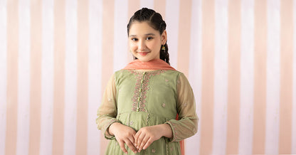 3 Piece Embroidered Polyester Net Suit - Kids Clothes - available at Maria Faisal in UK and USA