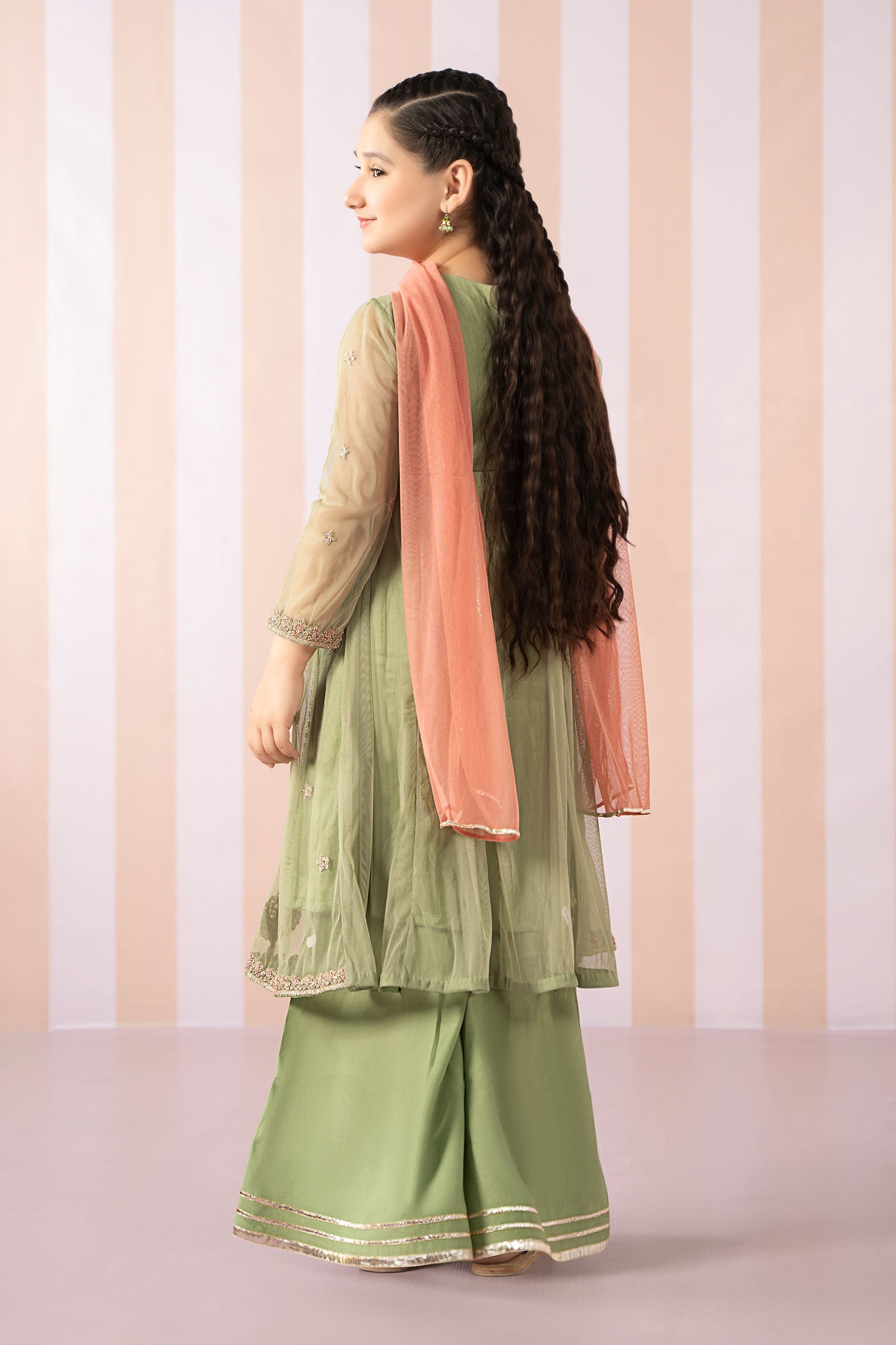 3 Piece Embroidered Polyester Net Suit - Kids Clothes - available at Maria Faisal in UK and USA