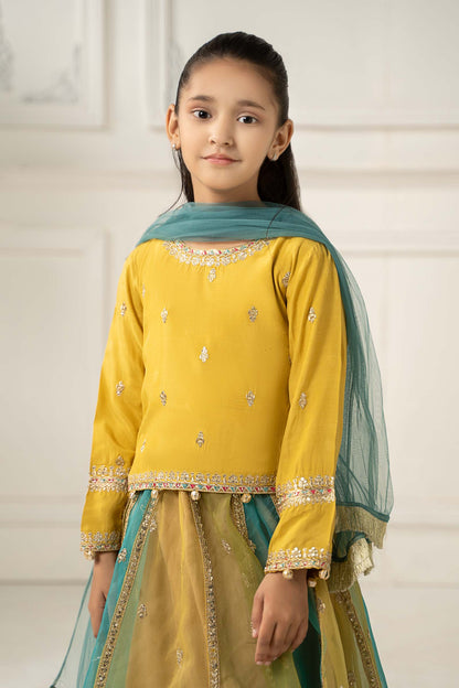 3 Piece Embroidered Raw Silk Suit - Kids Clothes - available at Maria Faisal in UK and USA
