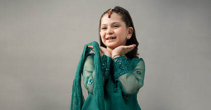 3 Piece Embroidered Organza Suit - Kids Clothes - available at Maria Faisal in UK and USA