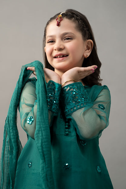 3 Piece Embroidered Organza Suit - Kids Clothes - available at Maria Faisal in UK and USA