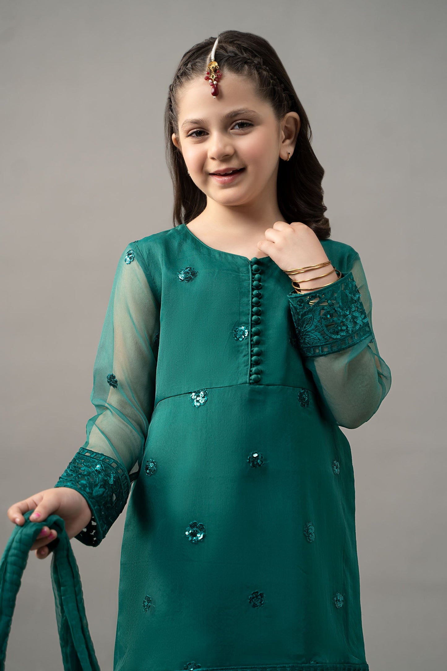 3 Piece Embroidered Organza Suit - Kids Clothes - available at Maria Faisal in UK and USA
