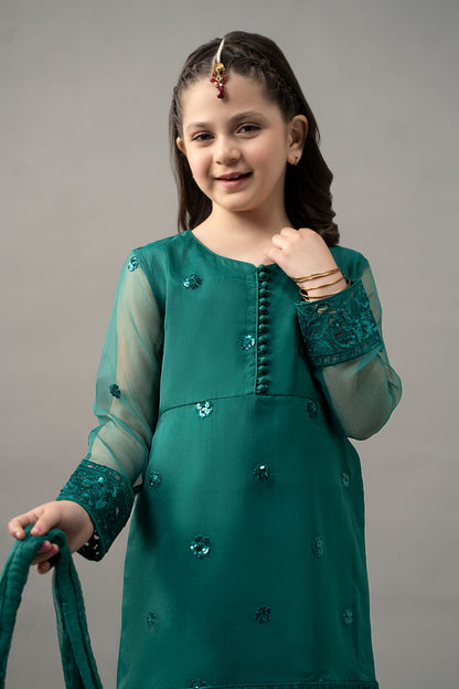 3 Piece Embroidered Organza Suit - Kids Clothes - available at Maria Faisal in UK and USA