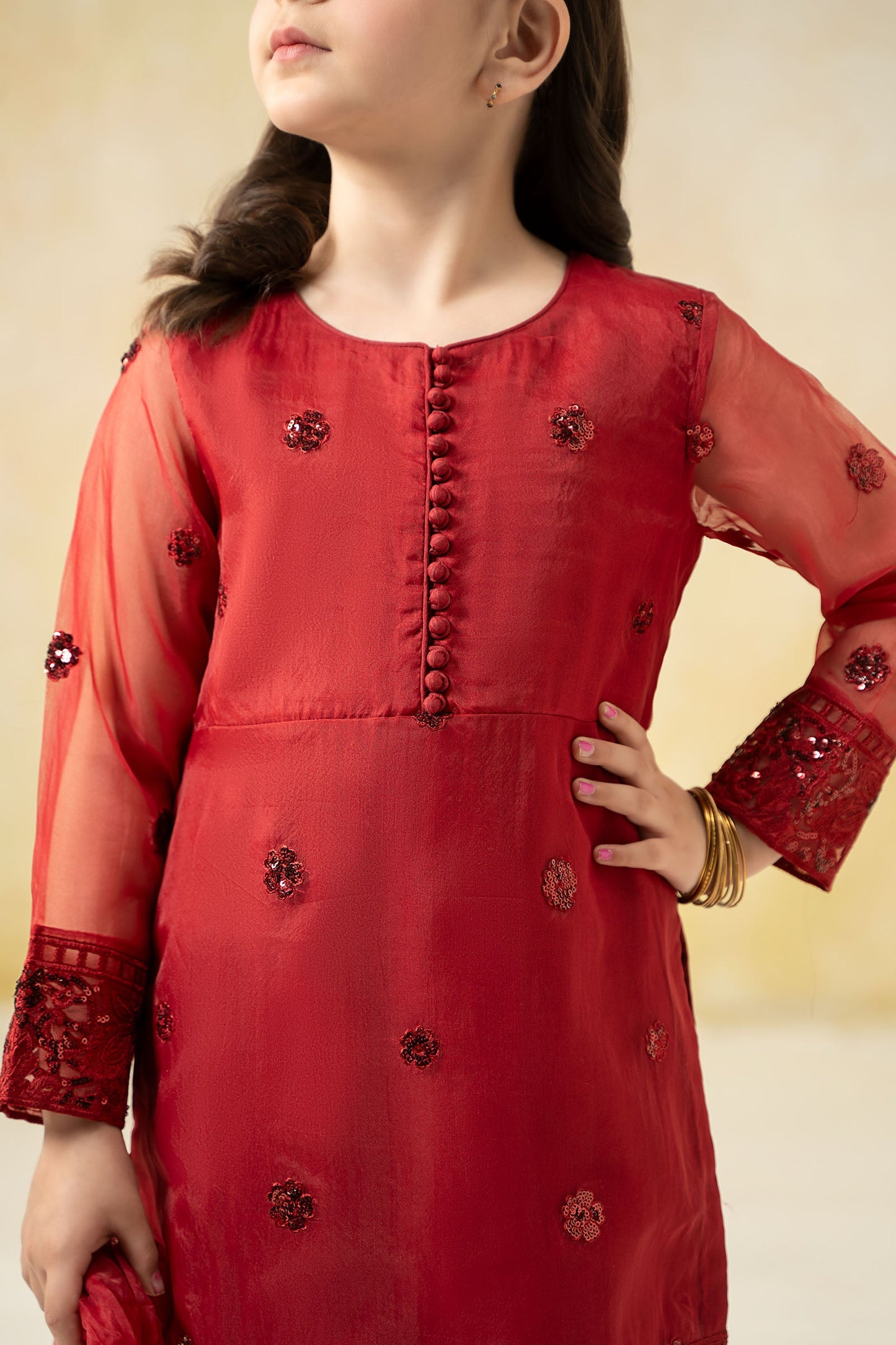 3 Piece Embroidered Organza Suit - Kids Clothes - available at Maria Faisal in UK and USA