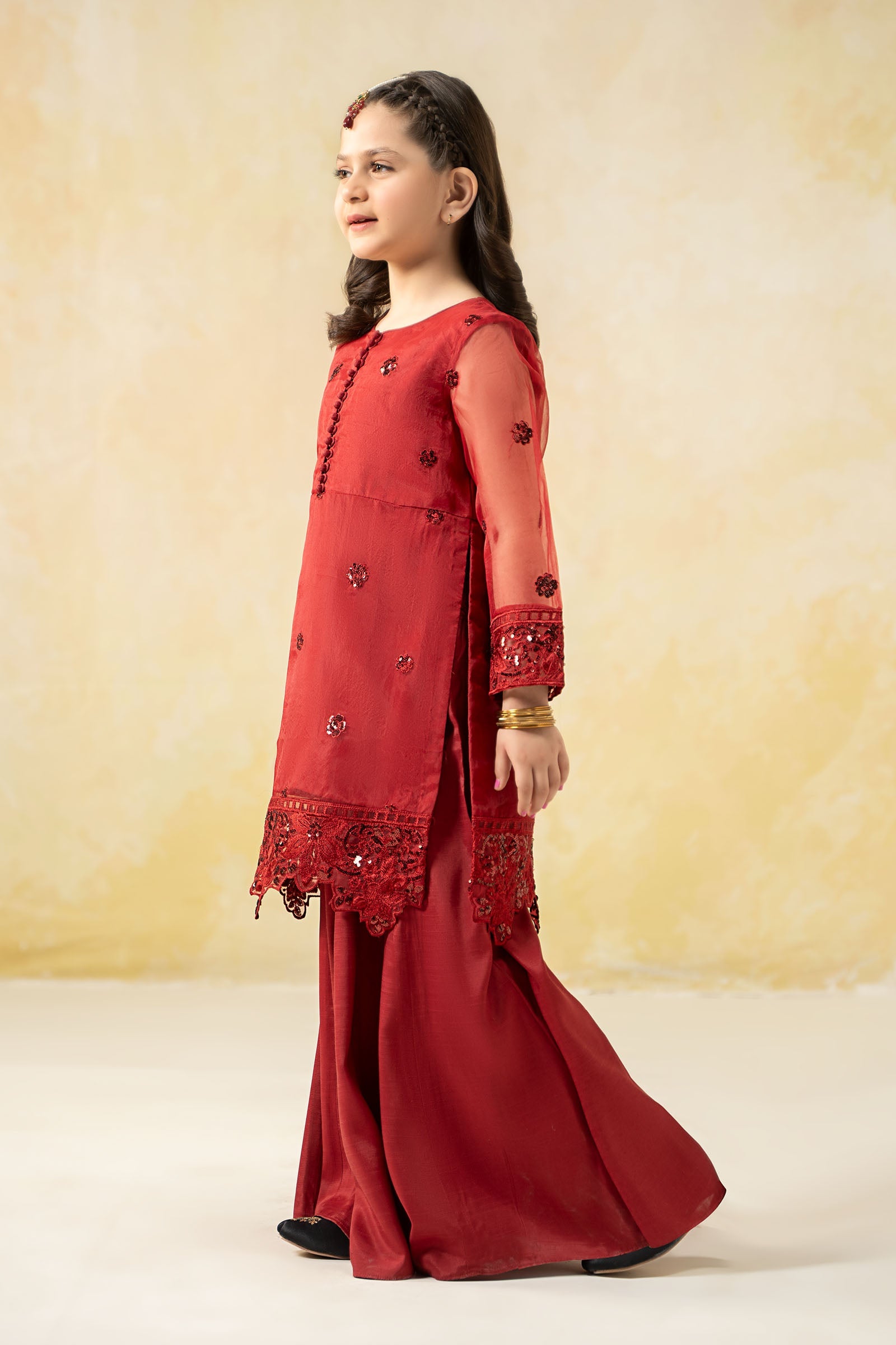 3 Piece Embroidered Organza Suit - Kids Clothes - available at Maria Faisal in UK and USA