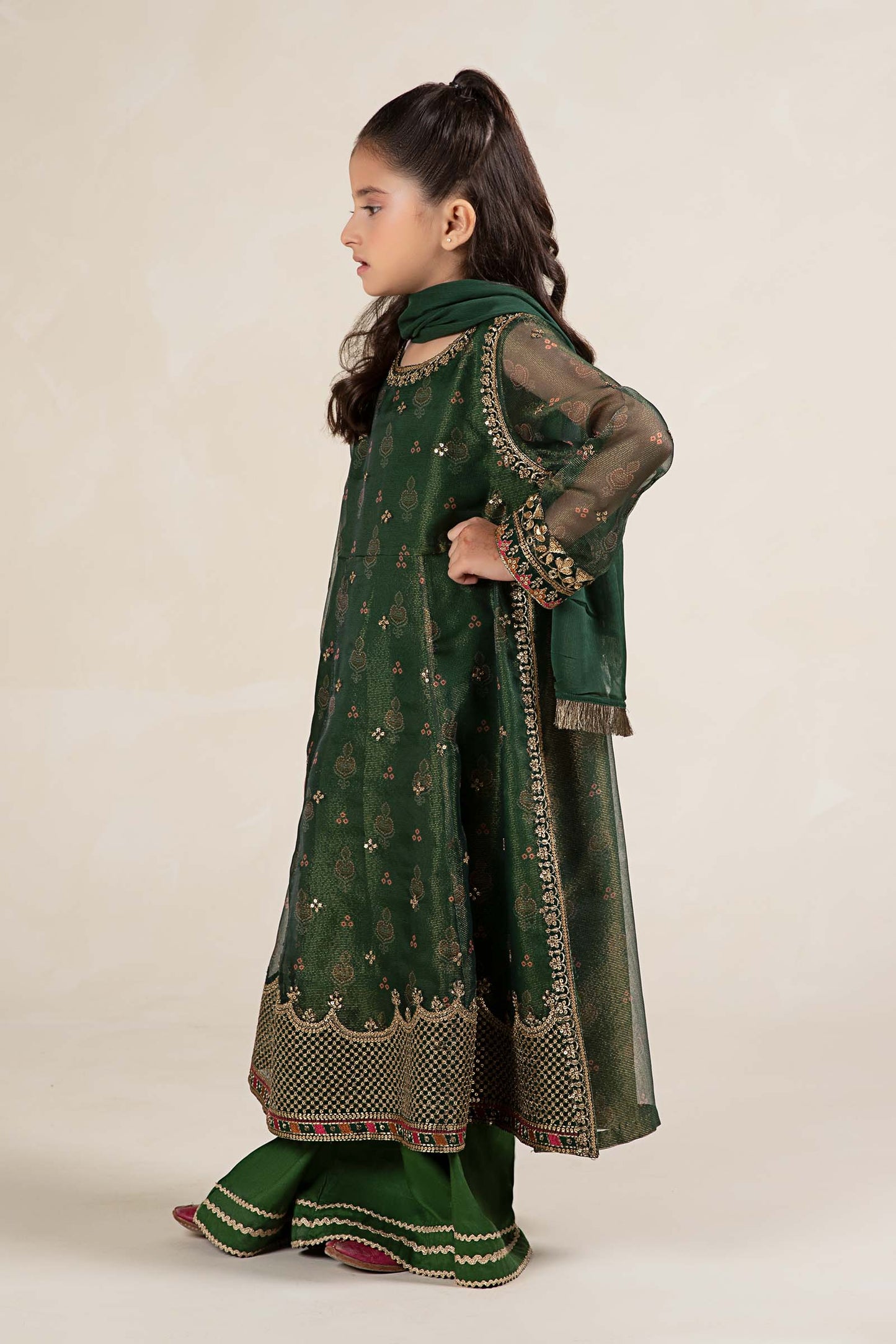 Maria B | 3 Piece Embroidered Cotton Net Suit | MKS-W24-01 by Maria Faisal - Registered Vendor of : Maria B - type : Kids Clothes - 100% original wedding dresses