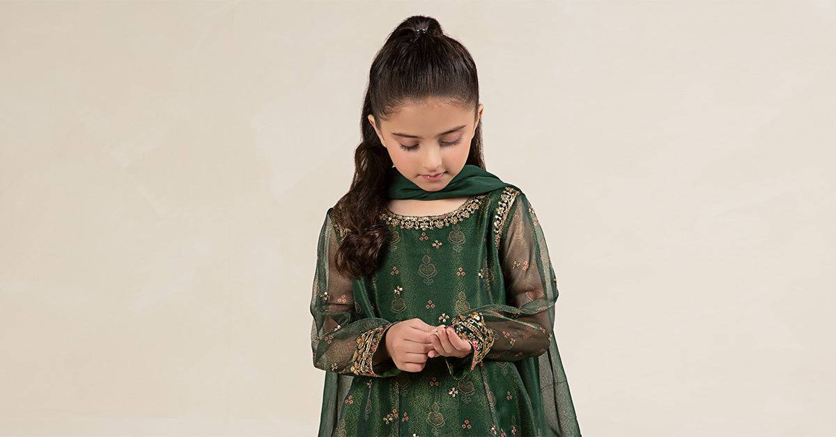 Maria B | 3 Piece Embroidered Cotton Net Suit | MKS-W24-01 by Maria Faisal - Registered Vendor of : Maria B - type : Kids Clothes - 100% original wedding dresses