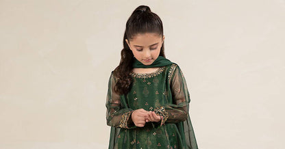 Maria B | 3 Piece Embroidered Cotton Net Suit | MKS-W24-01 by Maria Faisal - Registered Vendor of : Maria B - type : Kids Clothes - 100% original wedding dresses