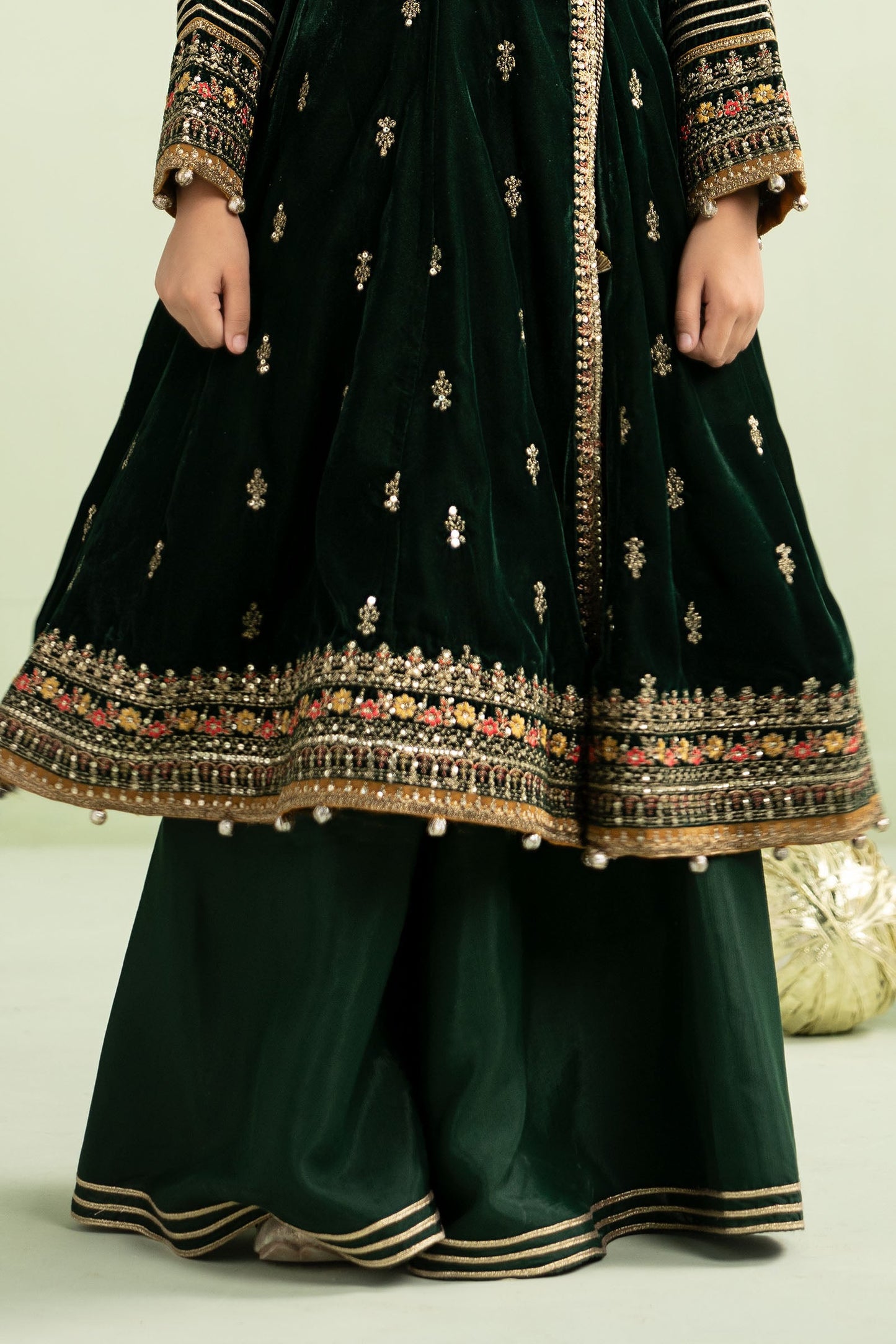 3 Piece Embroidered Velvet Suit - Kids Clothes - available at Maria Faisal in UK and USA