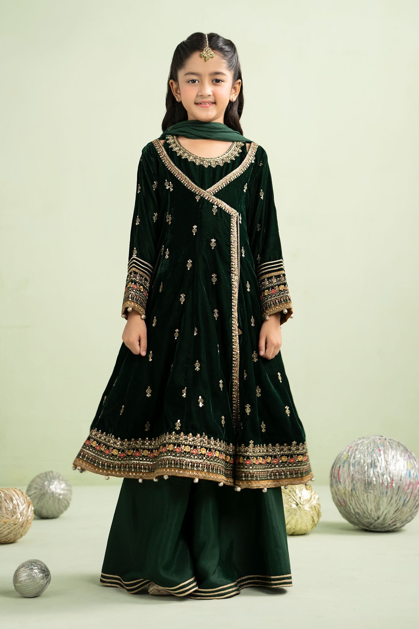 3 Piece Embroidered Velvet Suit - Kids Clothes - available at Maria Faisal in UK and USA