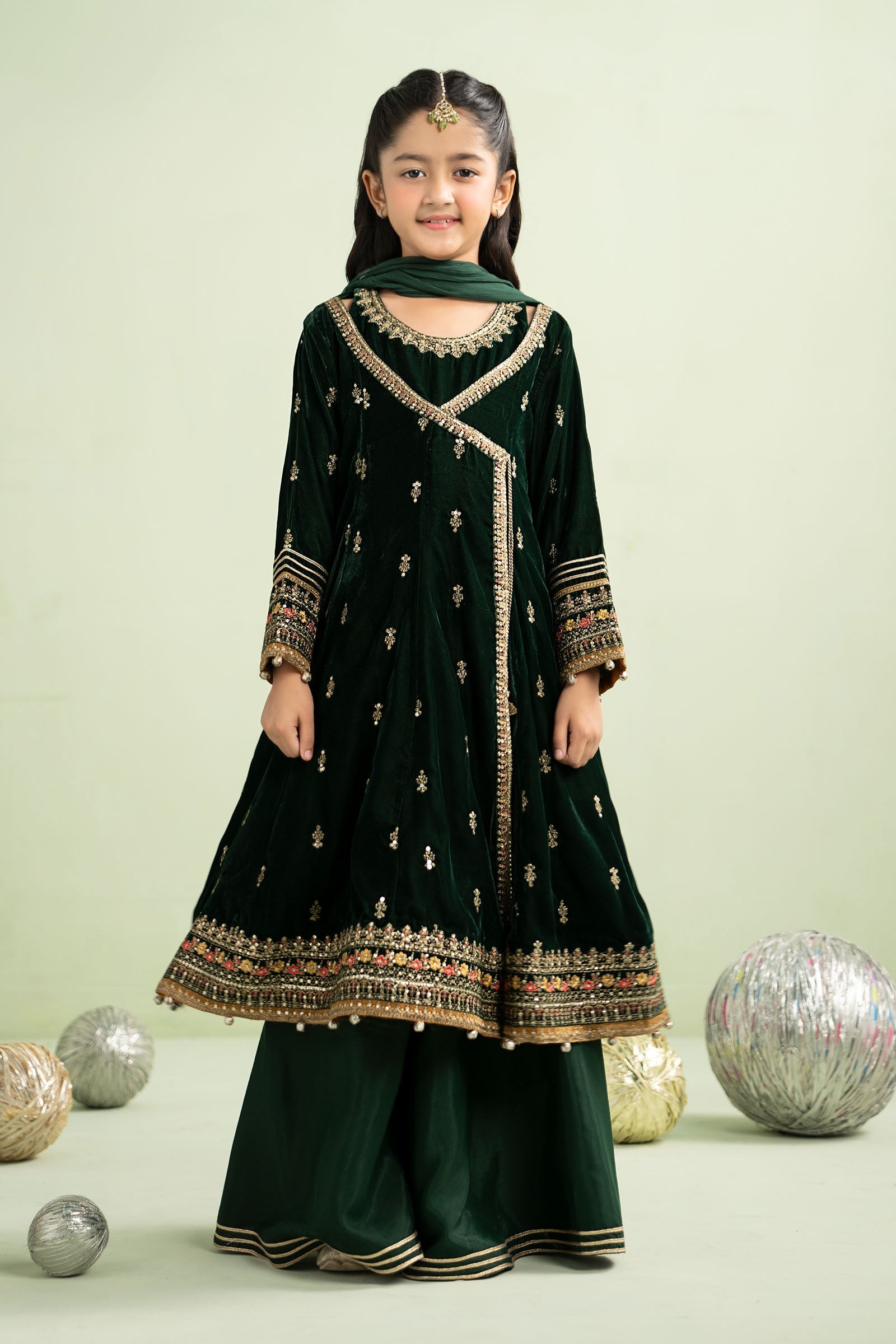 3 Piece Embroidered Velvet Suit - Kids Clothes - available at Maria Faisal in UK and USA