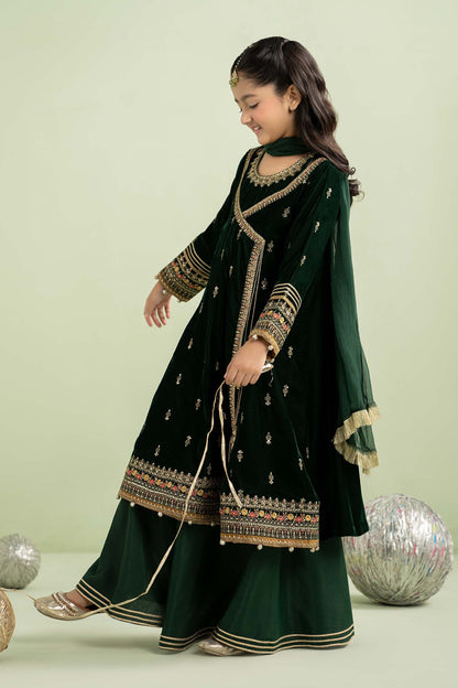 3 Piece Embroidered Velvet Suit - Kids Clothes - available at Maria Faisal in UK and USA