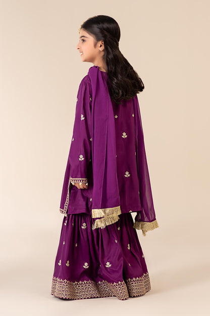 3 Piece Embroidered Raw Silk Suit - Kids Clothes - available at Maria Faisal in UK and USA