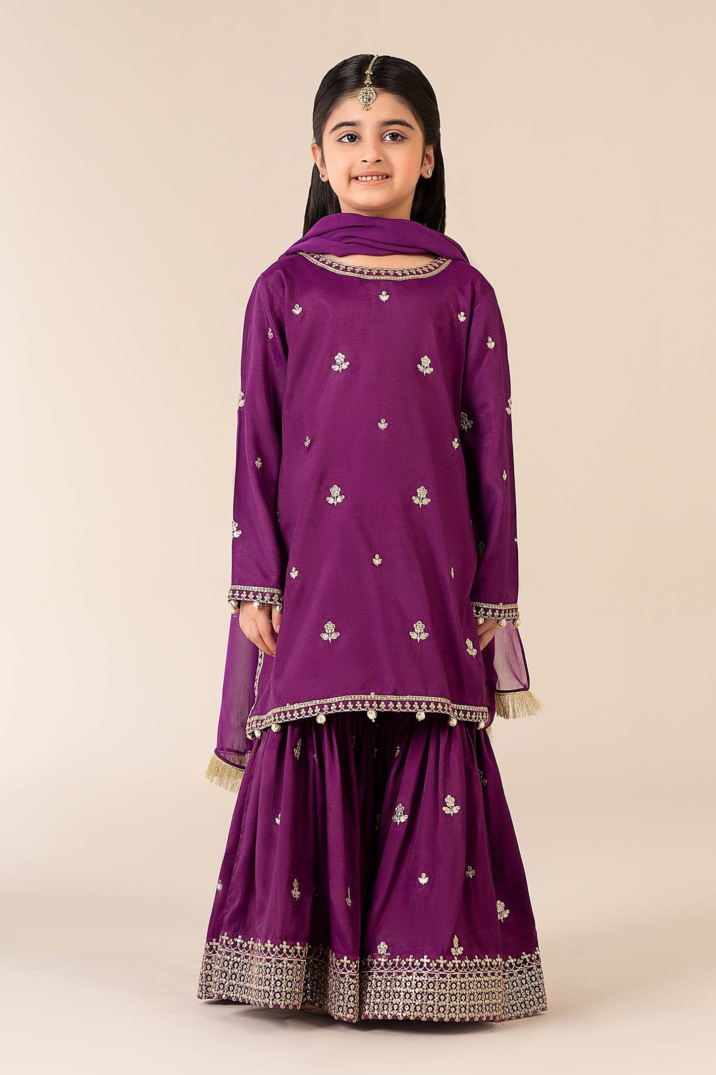 3 Piece Embroidered Raw Silk Suit - Kids Clothes - available at Maria Faisal in UK and USA