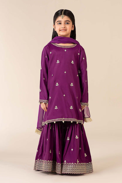 3 Piece Embroidered Raw Silk Suit - Kids Clothes - available at Maria Faisal in UK and USA