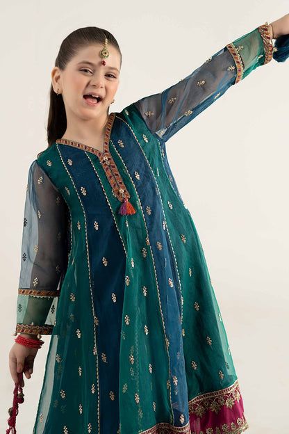 3 Piece Embroidered Poly Organza Suit - Kids Clothes - available at Maria Faisal in UK and USA