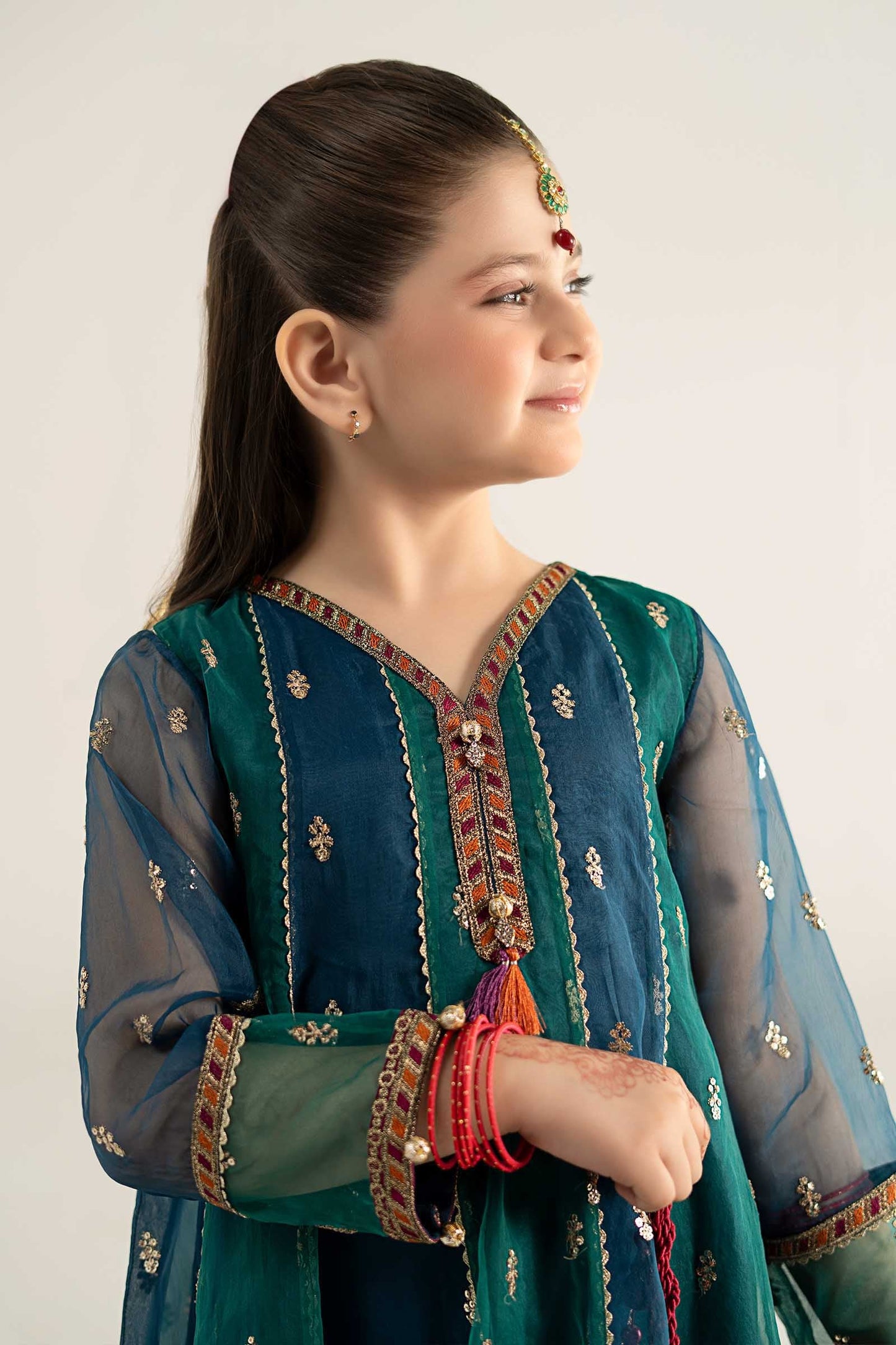 3 Piece Embroidered Poly Organza Suit - Kids Clothes - available at Maria Faisal in UK and USA