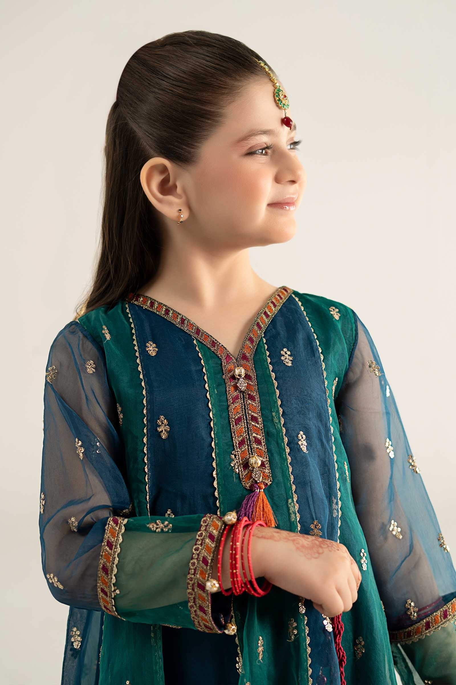 3 Piece Embroidered Poly Organza Suit - Kids Clothes - available at Maria Faisal in UK and USA