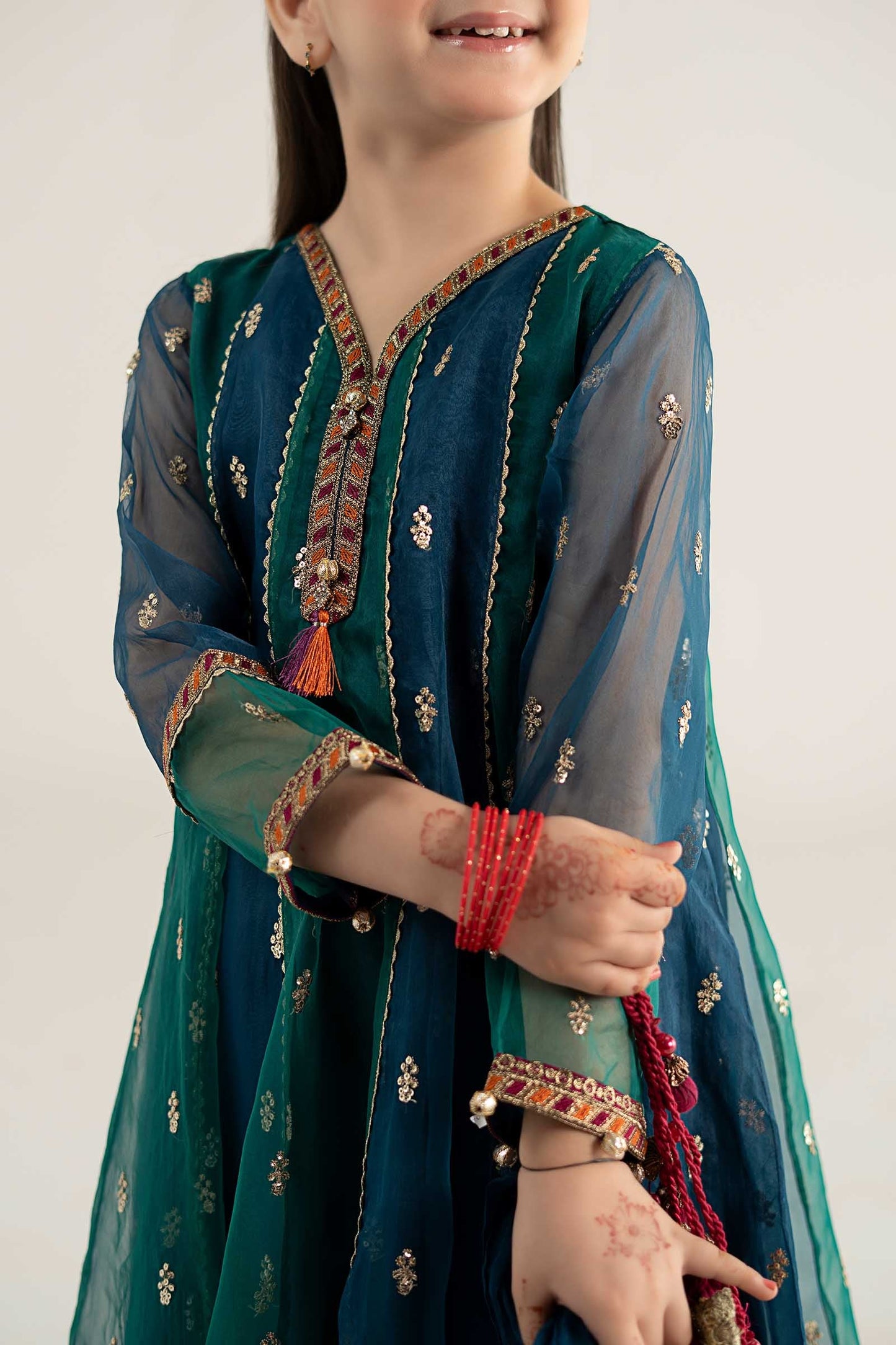 3 Piece Embroidered Poly Organza Suit - Kids Clothes - available at Maria Faisal in UK and USA