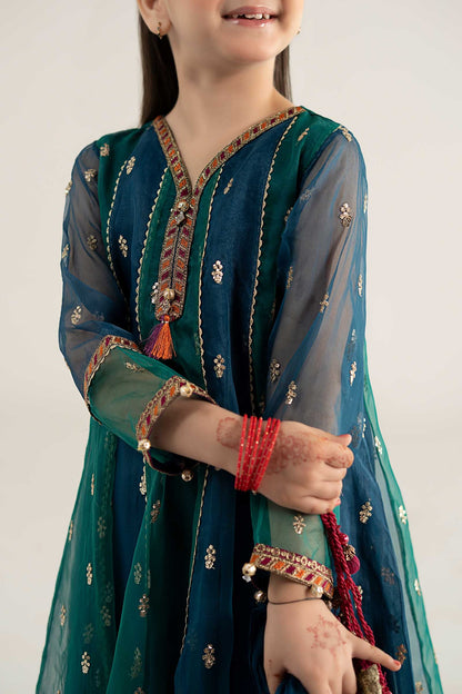 3 Piece Embroidered Poly Organza Suit - Kids Clothes - available at Maria Faisal in UK and USA