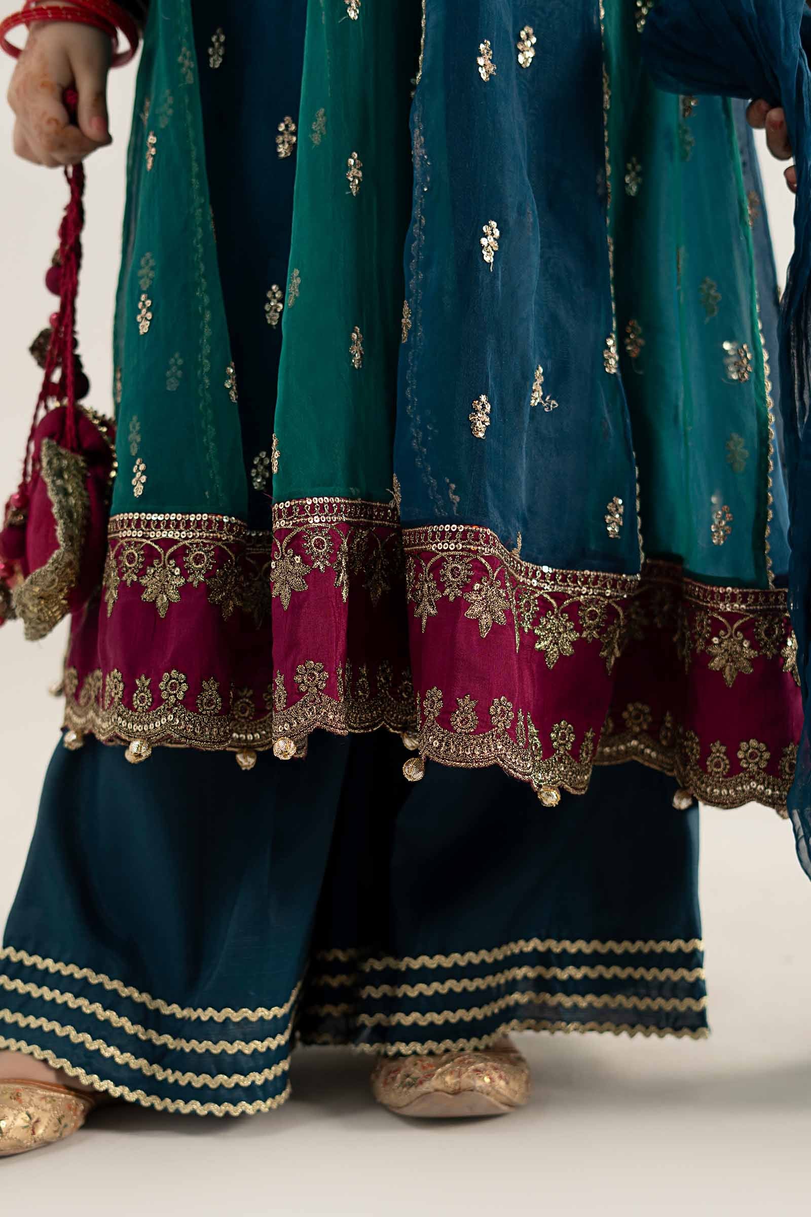 3 Piece Embroidered Poly Organza Suit - Kids Clothes - available at Maria Faisal in UK and USA