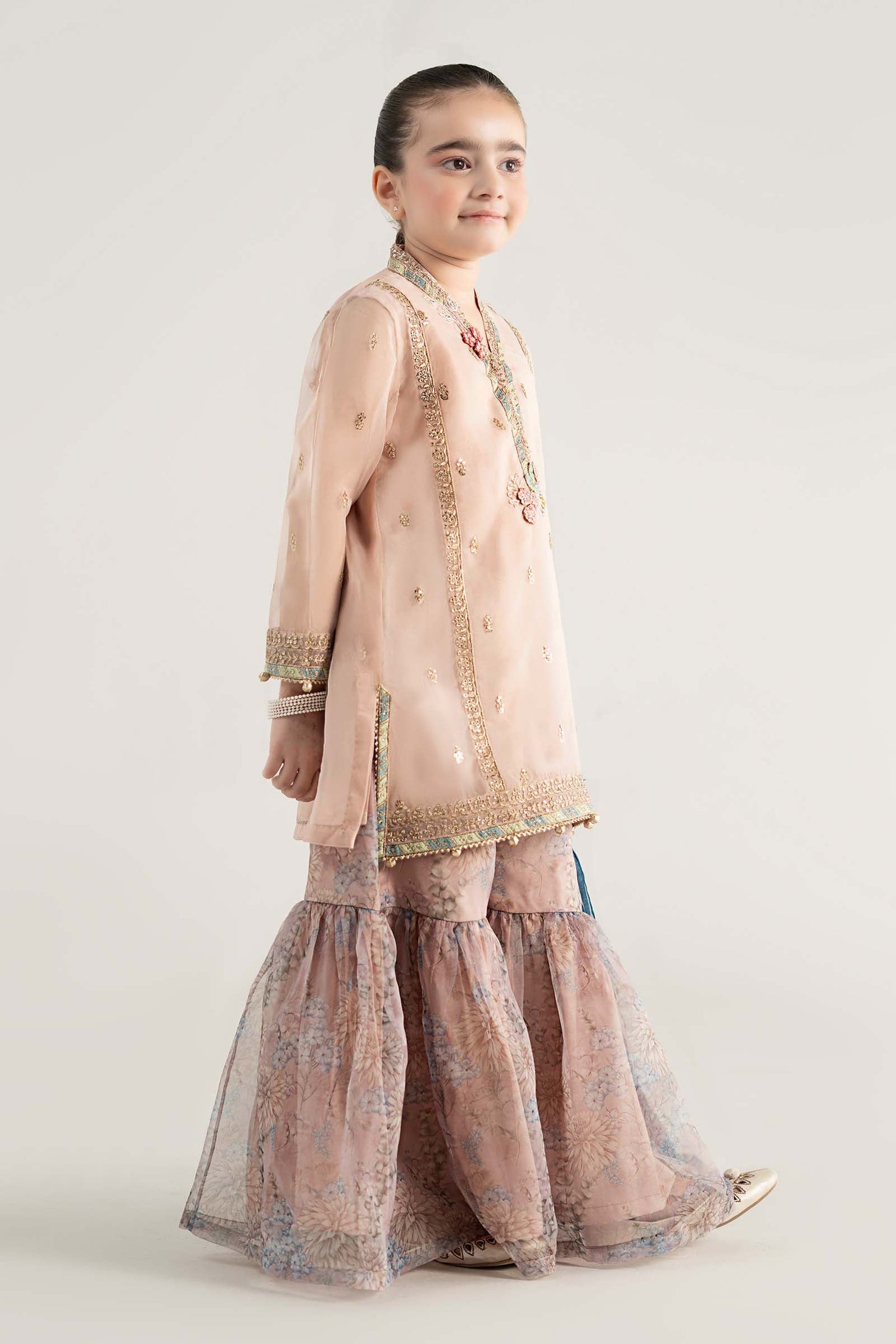3 Piece Embroidered Poly Organza Suit - Kids Clothes - available at Maria Faisal in UK and USA