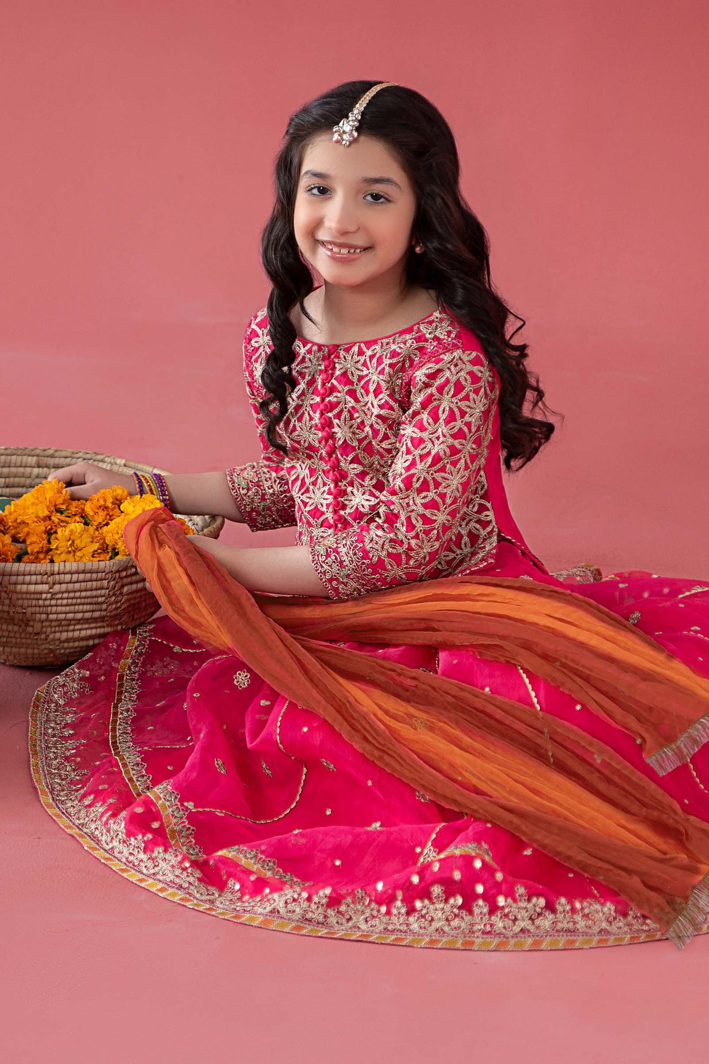 3 Piece Embroidered Poly Organza Suit - Kids Clothes - available at Maria Faisal in UK and USA
