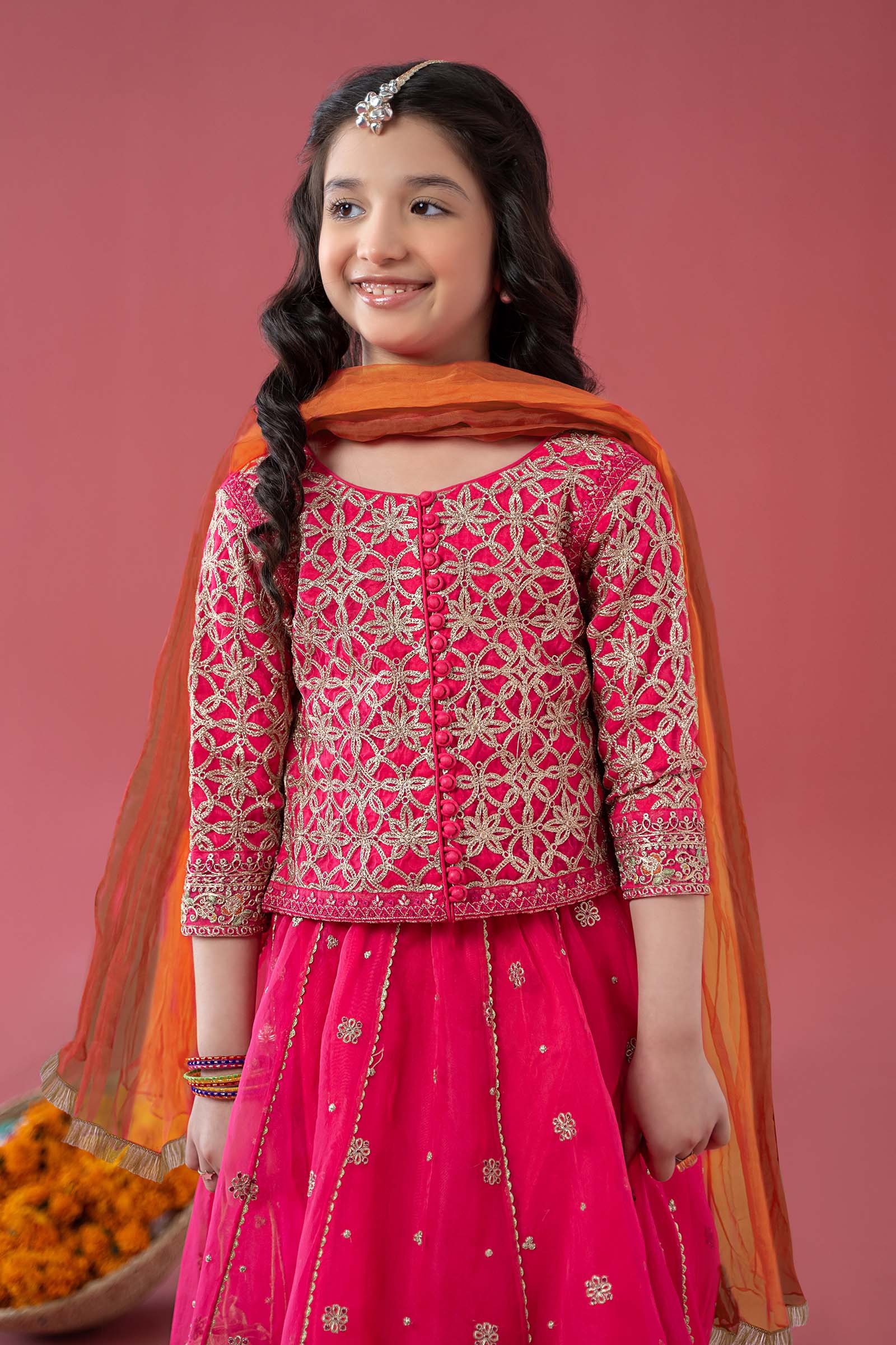 3 Piece Embroidered Poly Organza Suit - Kids Clothes - available at Maria Faisal in UK and USA