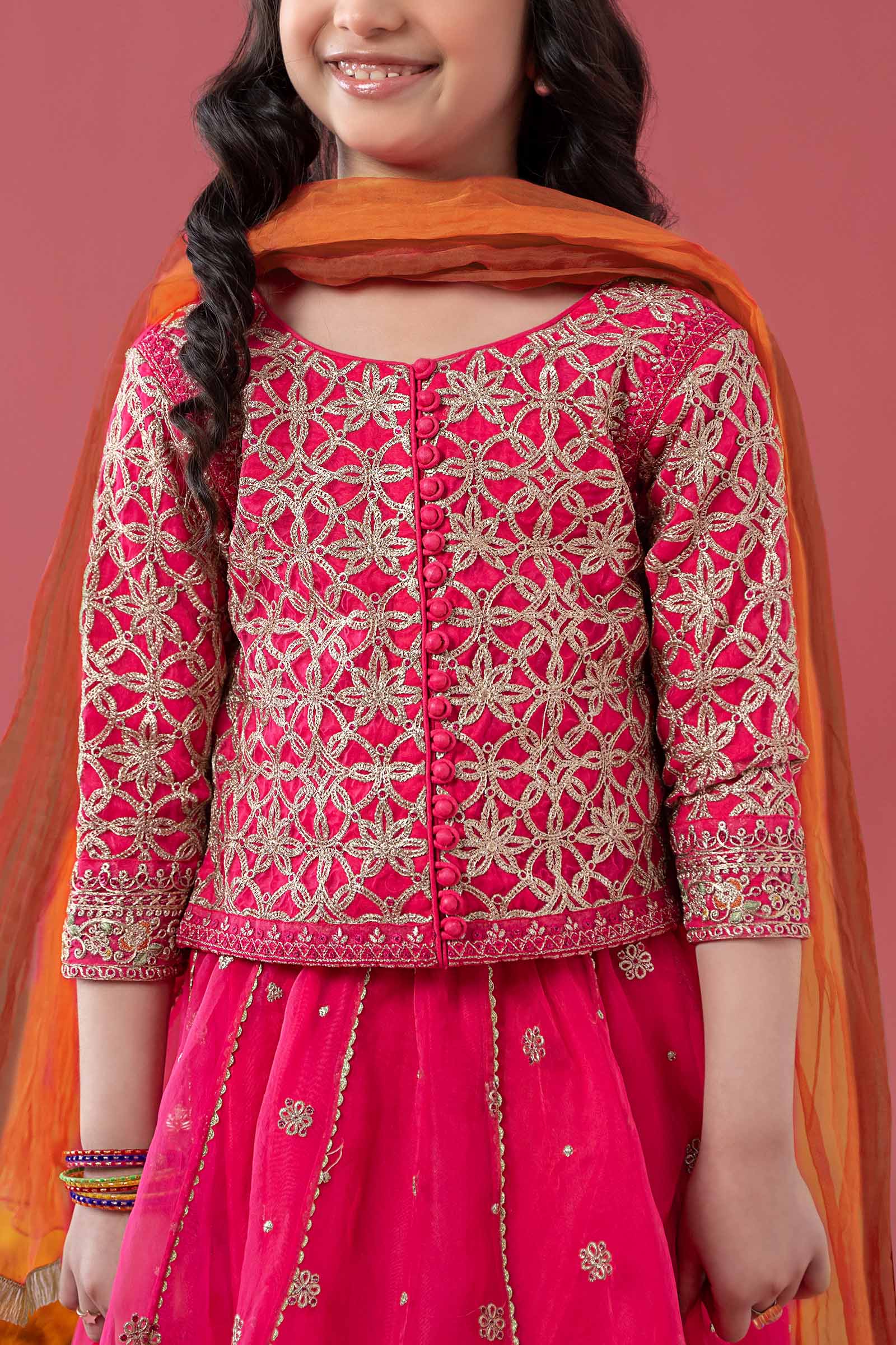 3 Piece Embroidered Poly Organza Suit - Kids Clothes - available at Maria Faisal in UK and USA