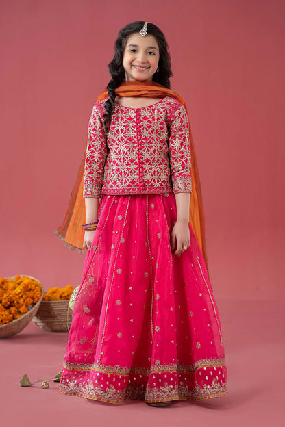 3 Piece Embroidered Poly Organza Suit - Kids Clothes - available at Maria Faisal in UK and USA