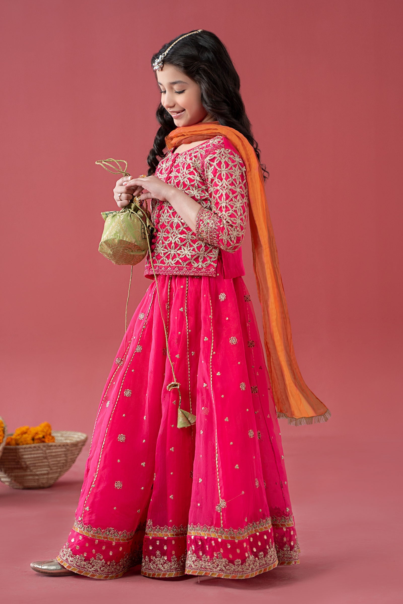 3 Piece Embroidered Poly Organza Suit - Kids Clothes - available at Maria Faisal in UK and USA