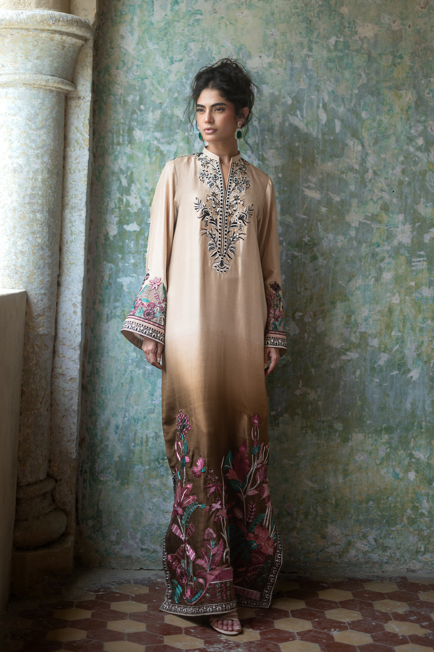 Zainab Chottani | Summer Edition 26 | Mocha Reverie Kaftan - Formal Dress - available at Maria Faisal in UK and USA.