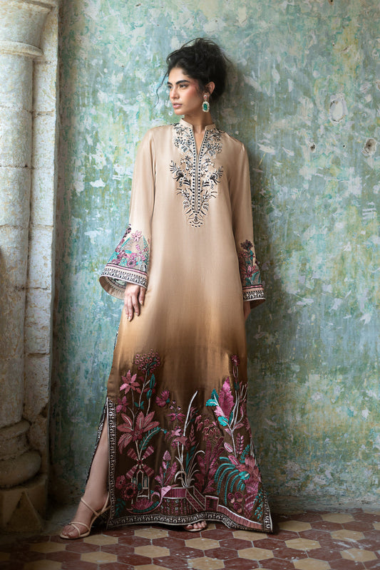 Zainab Chottani | Summer Edition 26 | Mocha Reverie Kaftan - Formal Dress - available at Maria Faisal in UK and USA.